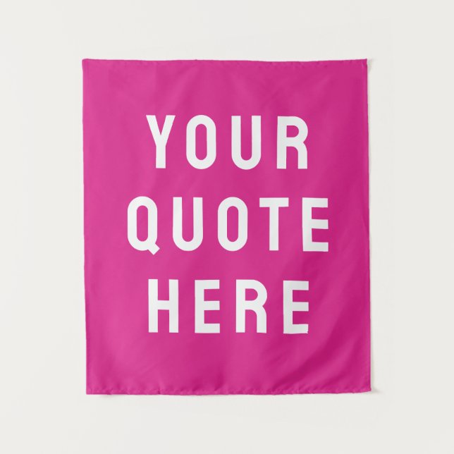 Custom Pink Banner Personalised Your Quote Wall Tapestry (Front)
