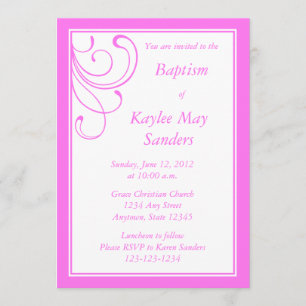 Custom Pink Baptism Invitation or Other Event