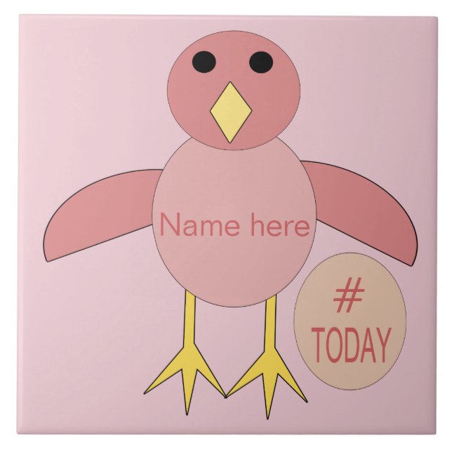 Custom Pink Birthday Chick Bear Tile (Front)