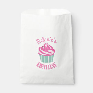 Custom Pink Birthday Cupcake Personalised Favour Bags