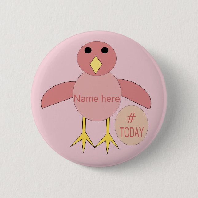 Custom Pink Birthday Girl Chick Button (Front)