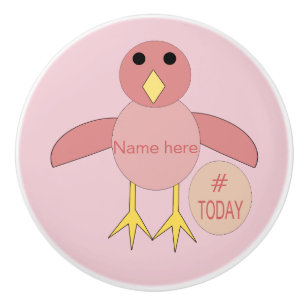 Custom Pink Birthday Girl Chick Ceramic Knob