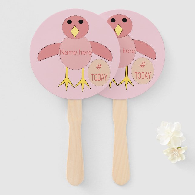 Custom Pink Birthday Girl Chick Hand Fan (Front and Back)