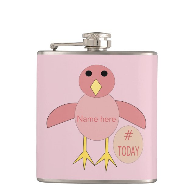 Custom Pink Birthday Girl Chick Hip Flask (Front)