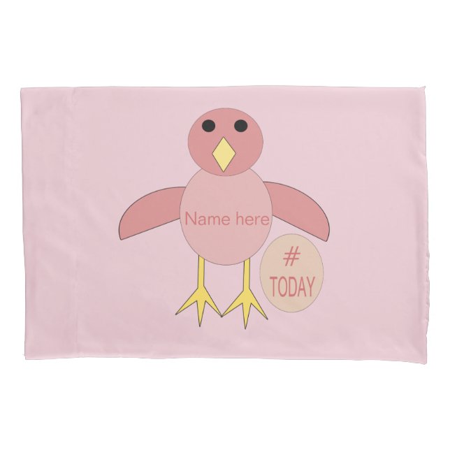 Custom Pink Birthday Girl Chick Pillowcase (Front)