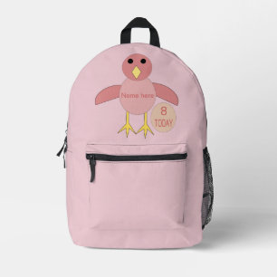 Custom Pink Birthday Girl Chick Printed Backpack