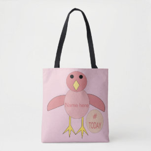 Custom Pink Birthday Girl Chick Tote Bag
