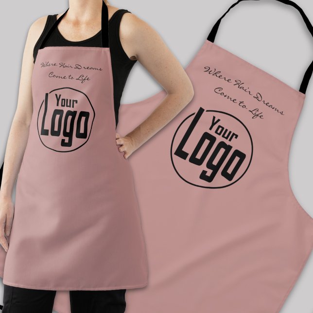 Custom Pink Black Hair Salon Logo Tagline Apron (Custom Pink Black Hair Salon Logo Tagline Apron)