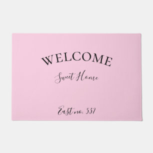 Custom Pink Black Modern Welcome Doormat