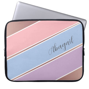 Custom Pink, Blue and Lavender Stripe Art Laptop Sleeve