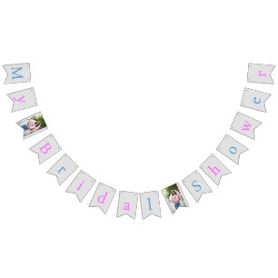 Custom Pink, Blue & Silver, My Bridal Shower Photo Bunting
