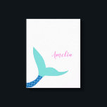 Custom Pink Blue teal Magical Mermaid Tail Kid's Canvas Print<br><div class="desc">Personalise this wall art canvas featuring my mermaid tail illustration. Pink,  teal and blue colours for her room decor.</div>