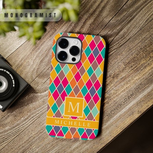 Custom Pink Blue Yellow Purple Diamond Geometric  Case-Mate iPhone Case (Custom Pink Blue Yellow Purple Diamond Geometric Case-Mate iPhone Case)