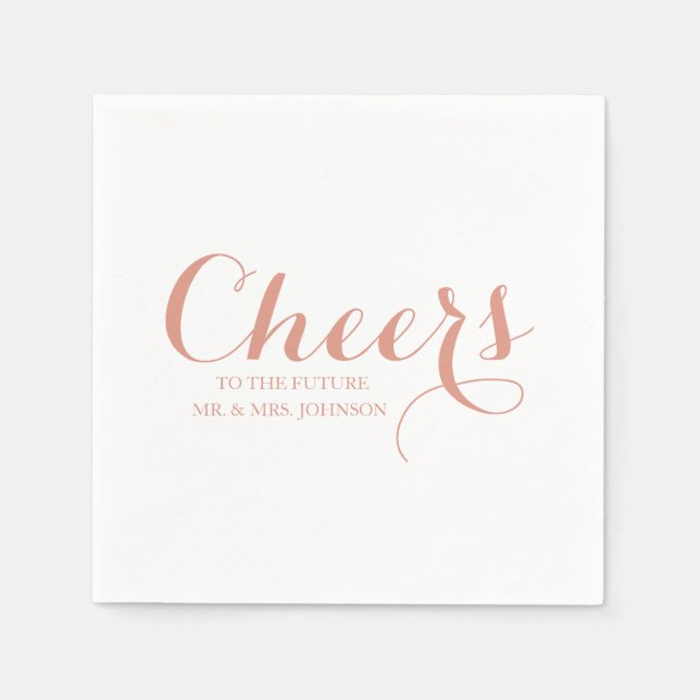 Custom Pink Blush Future Mr & Mrs Name Wedding Napkin (Front)