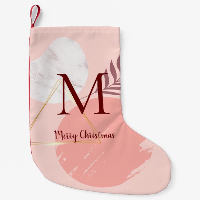 Custom Pink Botanical Modern Christmas Stocking (Front)