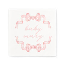 Custom Pink Bow Baby Shower Napkins