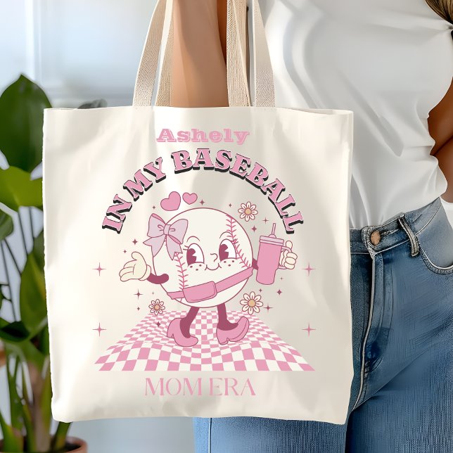 Custom Pink Bow Baseball Tote Bag (Creator Uploaded)