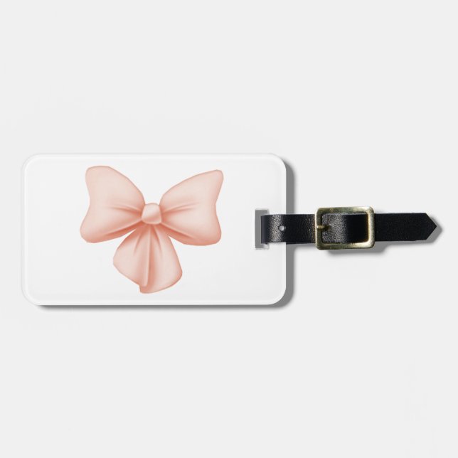 Custom Pink Bow Luggage Tag (Front Horizontal)