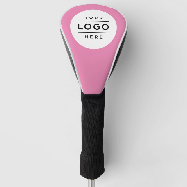 Custom Pink Business Logo Branded Driver Golf Head Cover (Front)
