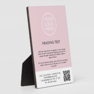 Custom Pink Business Logo Tabletop Sign Plaque