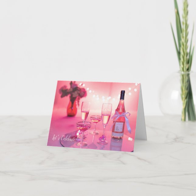 Custom Pink Celebration Invitation Card (Front)