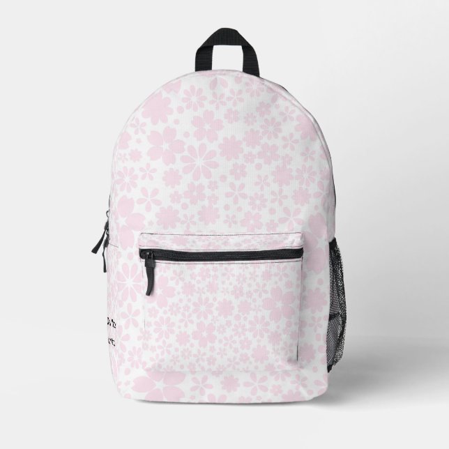 Custom Pink Cherry blossoms Minimalist Aesthetic Printed Backpack (Front)