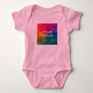 Custom Pink Colour Template Add Image Photo Baby Bodysuit
