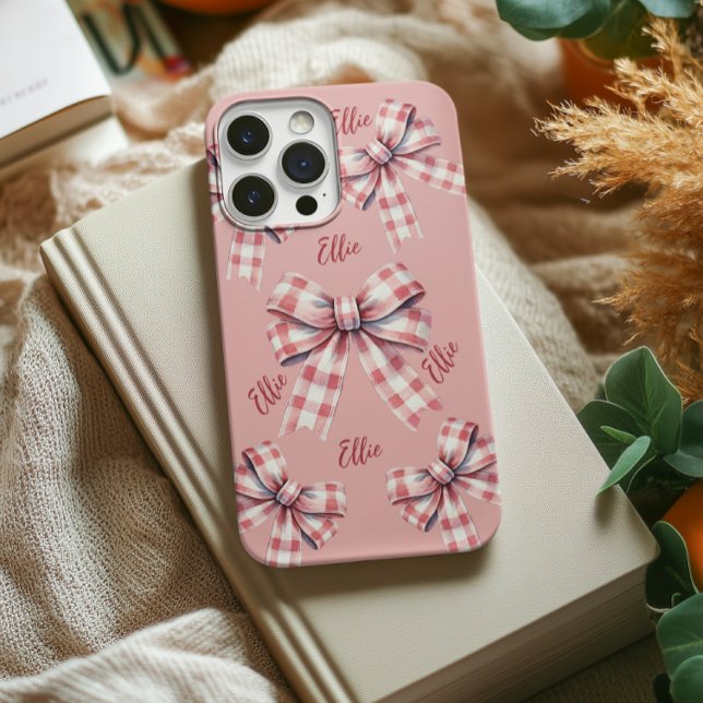 Custom Pink Coquette Bow Phone Case for Her (custom phone case for girl birthday gift, cute pink phone case for women, graduation gift for her)