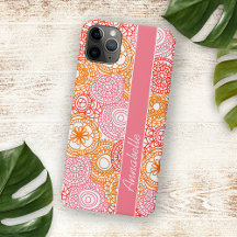 Custom Pink Coral Red Orange Floral Art Pattern