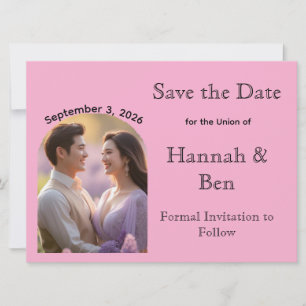 Custom Pink Custom Photo Wedding Save the Date 