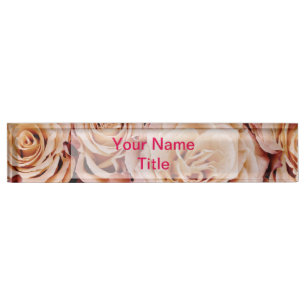 Custom Pink Desk Name Plate Rose flower
