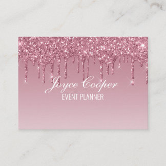 Custom Pink Dripping Glitter Business Card