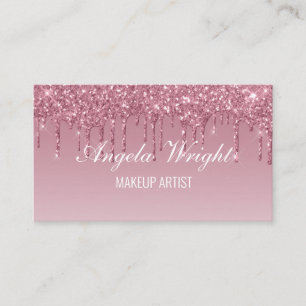 Custom Pink Dripping Glitter Business Card