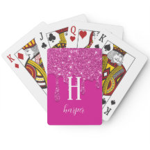 Custom Pink Dripping Glitter Playing Cards