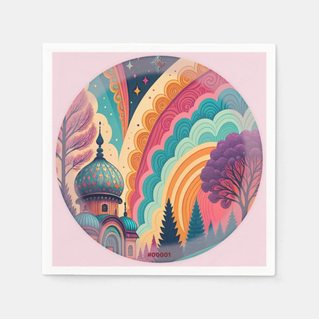 Custom Pink Fantasy Art Paper Napkin (Front)