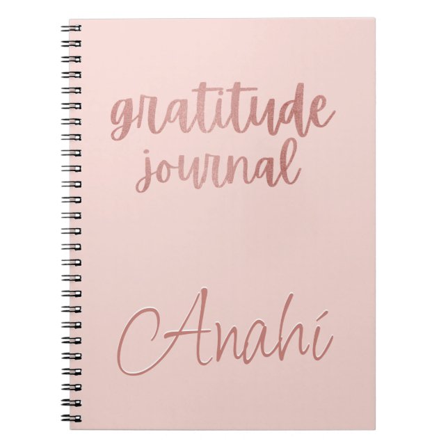 Custom Pink Faux Rose Gold Foil Gratitude Journal (Front)