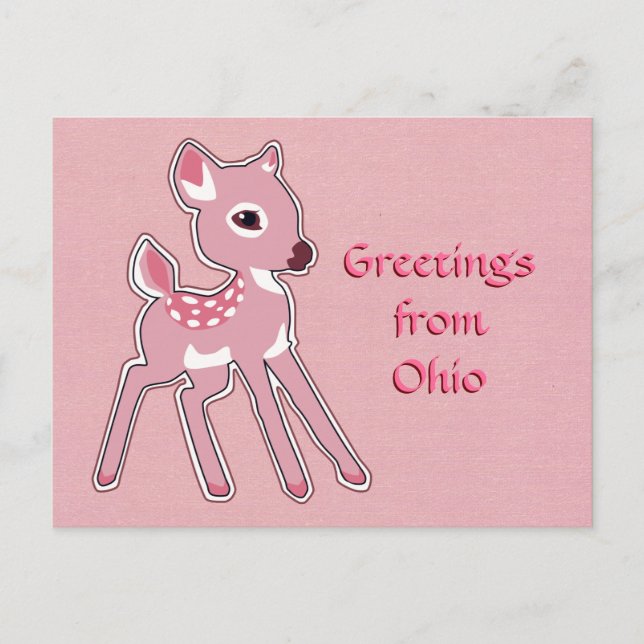 Custom Pink Fawn Postcard (Front)