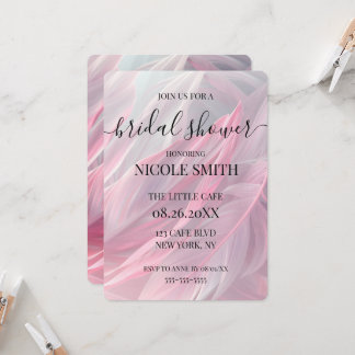 Custom Pink Feathers Bridal Shower Invitation