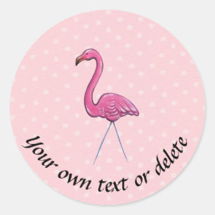 Custom pink flamingo label sticker
