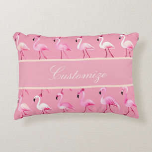 Custom Pink Flamingo Paradise Watercolor Pattern Decorative Cushion