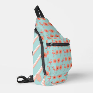 Custom Pink Flamingo Paradise Watercolor Pattern Sling Bag
