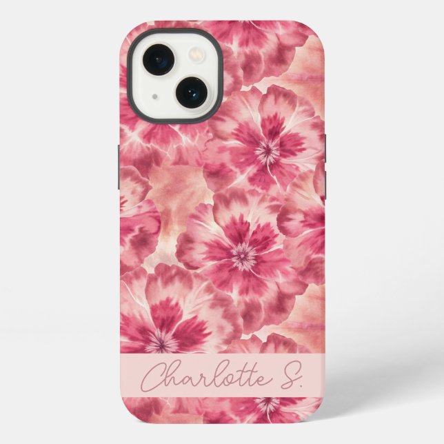 Custom Pink Floral Coquette iPhone Case (Back)