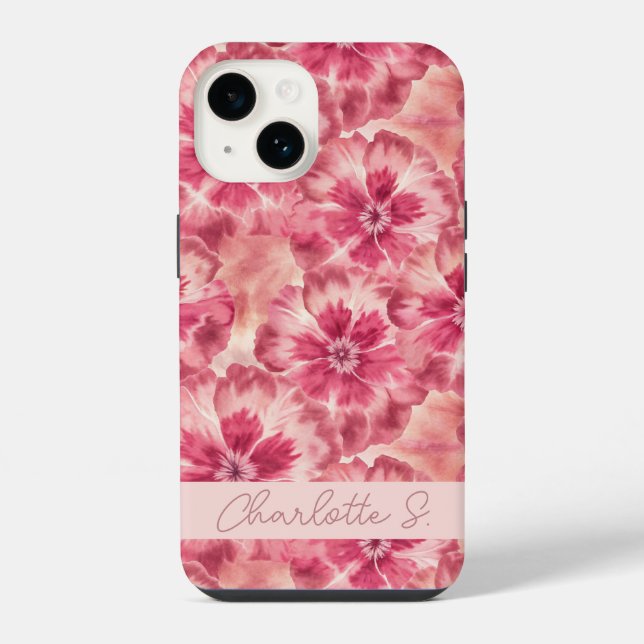 Custom Pink Floral Coquette iPhone Case (Back)