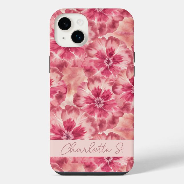 Custom Pink Floral Coquette iPhone Case (Back)