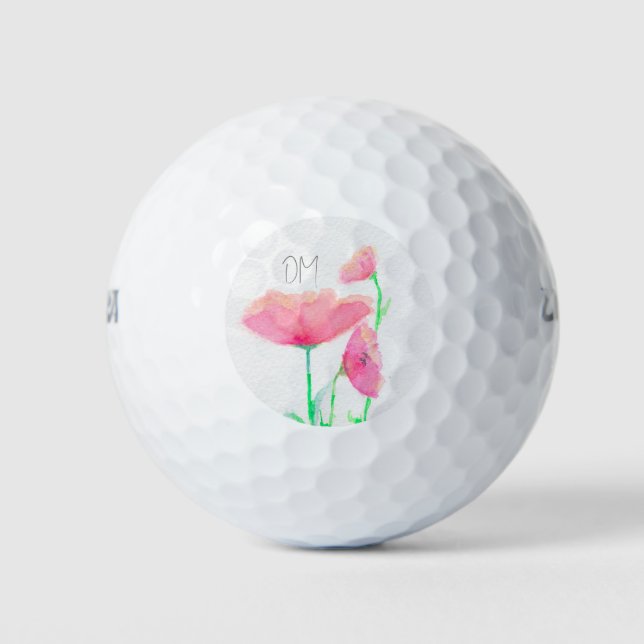 Custom Pink Floral Golf Balls (Front)