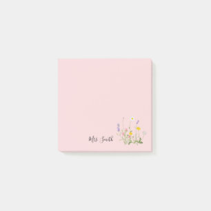 Custom Pink Floral Monogram Post-it Notes