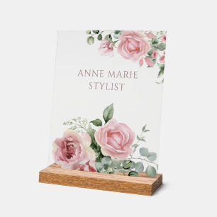 Custom Pink Floral Name Sign