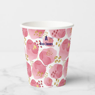 Custom Pink Floral Paper Cups – Blush Watercolor