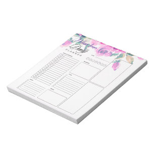 custom pink floral personalised daily planner notepad