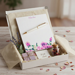 custom pink floral personalised notepad